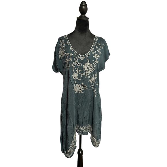 Johnny Was Teal Embroidered Casual Dress Size Small - Picture 1 of 6